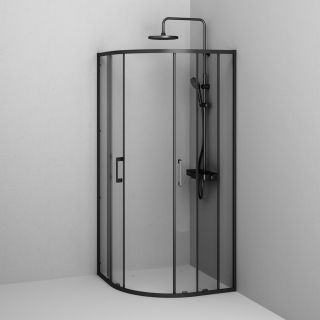 Душевой уголок Am.Pm Above W9XG-401-9090-BT 90x90 см профиль чёрный стекло прозрачное