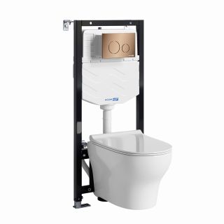 Система инсталляции с унитазом WasserKRAFT Aller 10TLT.010.ME.RG02.H001 кнопка смыва розовое золото