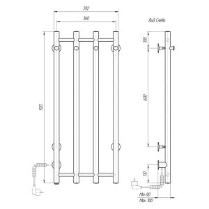 Полотенцесушитель электрический Domoterm Танго DMT 109-V4 36x92 EK L хром