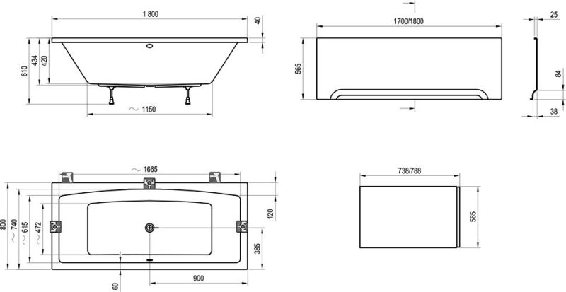 Акриловая ванна Ravak FORMY 02 180x80 C891000000