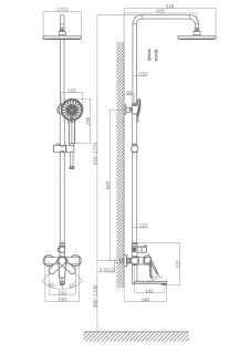 Душевая стойка D&K Bayern.Mnchen DA1563706B18 графит Душевая стойка D&K Bayern.Mnchen DA1563706B18 графит