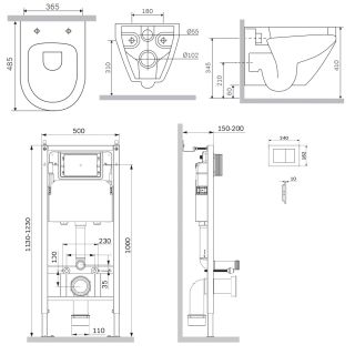 Комплект Am.Pm Spirit V2.0 IS90201.701900 инсталляция PrimeFit с подвесным унитазом Aquaspin и клавишей