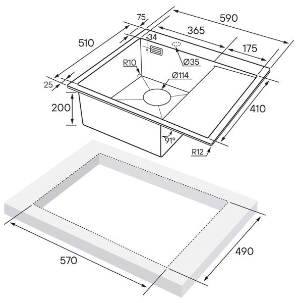 Мойка кухонная Paulmark Alster PM825951-GML левая воронёная сталь Мойка кухонная Paulmark Alster PM825951-GML левая воронёная сталь