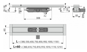 Душевой лоток AlcaPlast Professional Low для цельной решетки 95см хром APZ106-950