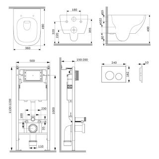Инсталляция Am.Pm PrimeFit IS90101.9X1900 с подвесным унитазом AquaSpin и белой клавишей смыва