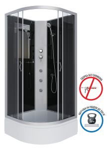 Душевая кабина Niagara NG-3501-14BKG с гидромассажем 90x90см серебро/тонированное