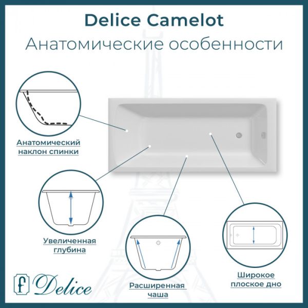 Ванна чугунная Delice Camelot DLR230616R 180х80 сс отверстиями под ручки Ванна чугунная Delice Camelot DLR230616R 180х80 сс отверстиями под ручки