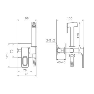 Гигиенический душ со смесителем Raglo R51.52 хром