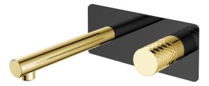 Встраиваемый смеситель для раковины Boheme Stick 125-BG чёрный матовый/золото