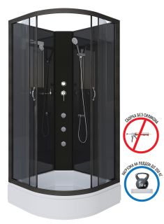 Душевая кабина Niagara NG-6501-14BKG с гидромассажем 90x90см чёрный/тонированное