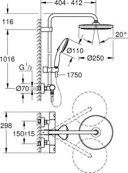 Душевая система Grohe Tempesta 26670001 хром