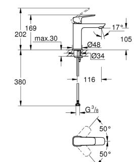 Смеситель для раковины GROHE Cubeo M-size 1017550000 хром