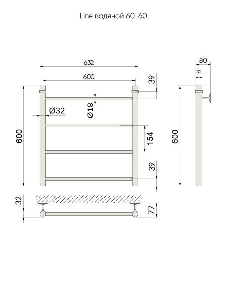 Полотенцесушитель водяной Indigo Line LLW60-60 60x50 см хром