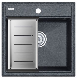 Комплект Paulmark: мойка Stepia 50 и коландер Advance PM115051-DG+A375-BS графит/брашированная нержавеющая сталь Комплект Paulmark: мойка Stepia 50 и коландер Advance PM115051-DG+A375-BS графит/брашированная нержавеющая сталь