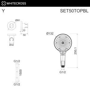 Душевая лейка WHITECROSS SET50TOPGM оружейная сталь