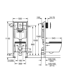 Комплект инсталляции Grohe Rapid SL 103849SH00 с подвесным унитазом Bau и сиденьем