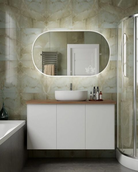 Зеркало с холодной подсветкой Art&Max Bari 70x120см белый матовый AM-Bar-700-1200-DS-F-White