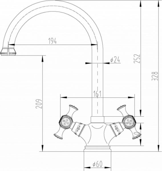 Смеситель для кухни ZORG Antic A 6004K-BR