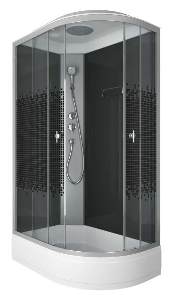 Душевая кабина Niagara NG-3524-14L BLACK 120x80см серебро/тонированное с узором