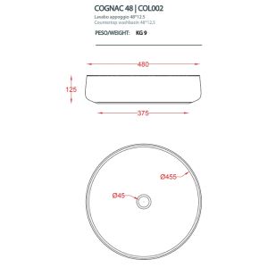 Раковина ArtCeram Cognac COL002 16 00 blu zaffiro 48 см