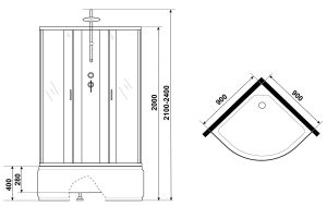 Душевая кабина Niagara NG-6508-14BKT 90x90см чёрный/тонированное