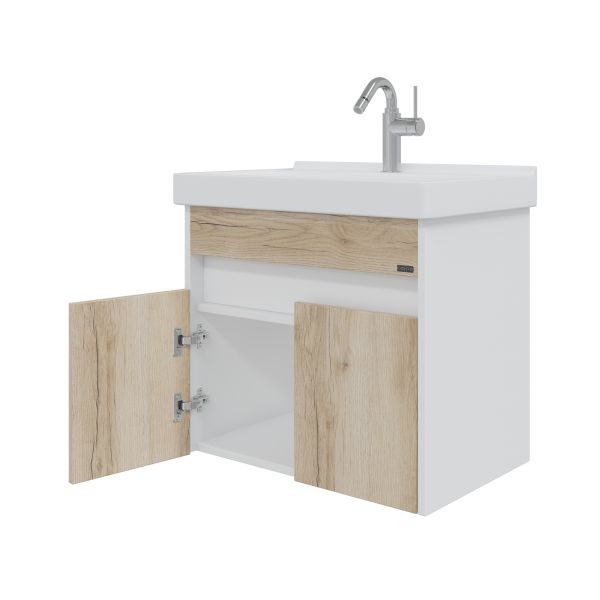 Подвесная тумба под раковину Санта Мира 700477 60 см дуб австрийский/белый