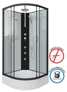 Душевая кабина Niagara NG-6703-14BKTG с гидромассажем 80x80см чёрный/прозрачное