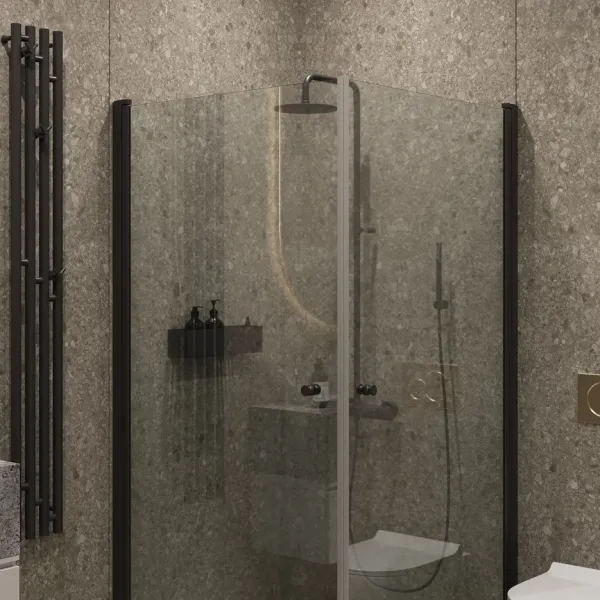 Душевой уголок на монопетле by Deonria U-80-79-6-T-BR1 80x79см чёрный/прозрачный