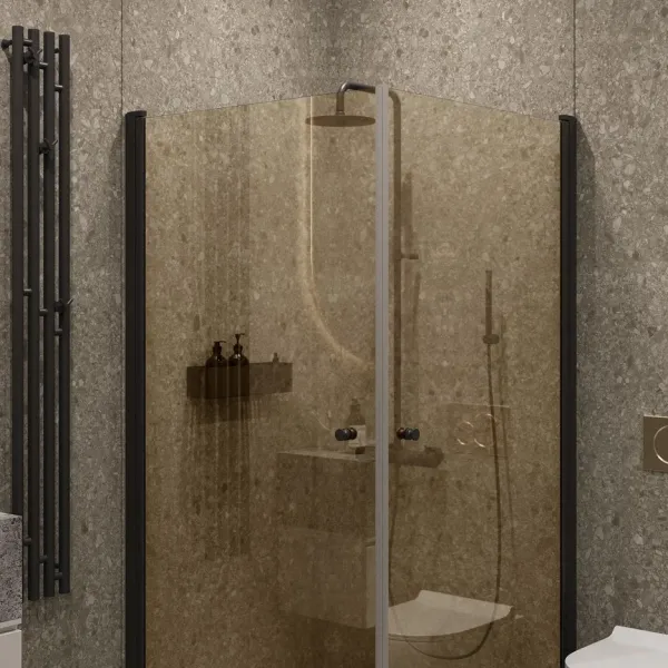 Душевой уголок на монопетле by Deonria U-80-79-6-BR-B3 80x79см чёрный/бронза