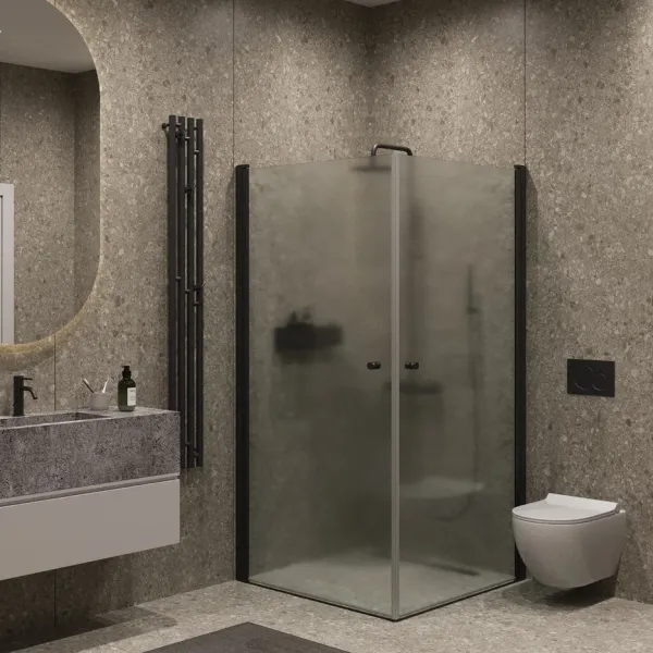 Душевой уголок на монопетле by Deonria U-90-89-6-S-B 90x89см чёрный/сатин
