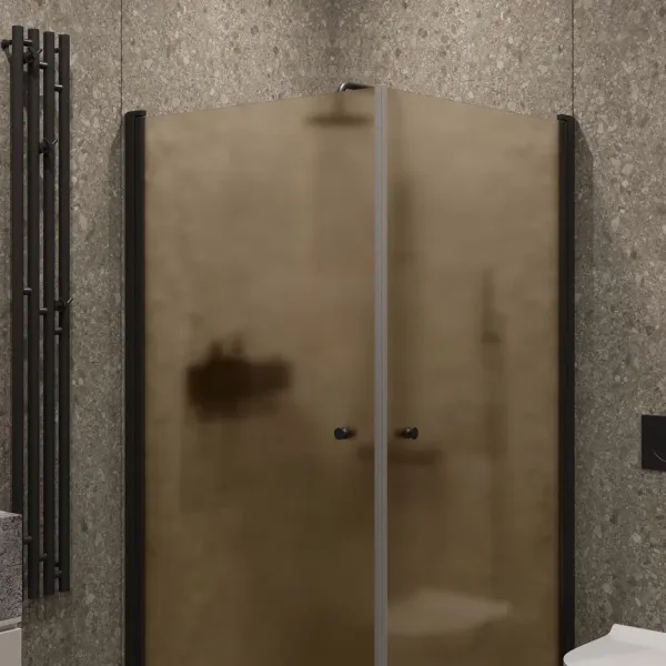 Душевой уголок на монопетле by Deonria U-80-79-6-BR/M-B 80x79см чёрный/бронза матовая