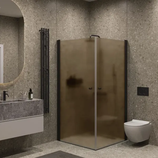 Душевой уголок на монопетле by Deonria U-80-79-6-BR/M-B 80x79см чёрный/бронза матовая