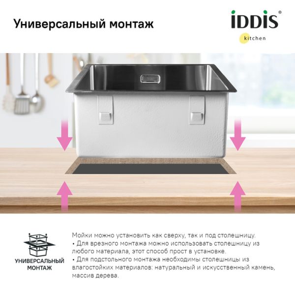 Кухонная мойка IDDIS Edifice EDI54G0i77 54см графит