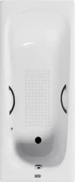 Ванна чугунная Vinsent Veron Concept  VCO1657042H/VH0015BL-AS с дугообразными черными  ручками 165х70 см