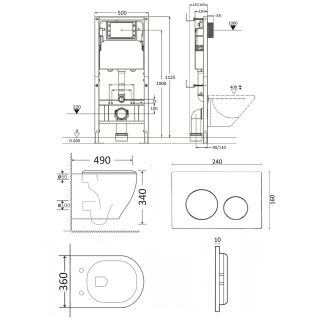 Инсталляция с унитазом Orange CI07-100W+APB188 кнопка смыва белый