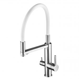 Смеситель для кухни Swedbe Selene Plus 8441K в комплекте с фильтром Аквафор Кристалл нержавеющая сталь/белый