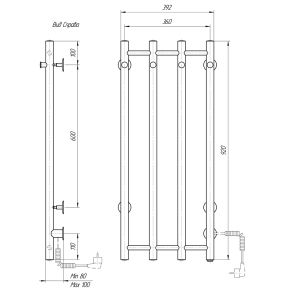 Полотенцесушитель электрический Domoterm Танго DMT 109-V4 36x92 EK R белый