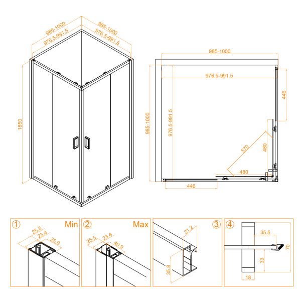 Душевой уголок RGW CL-34B 32093400-14 100x100см чёрный