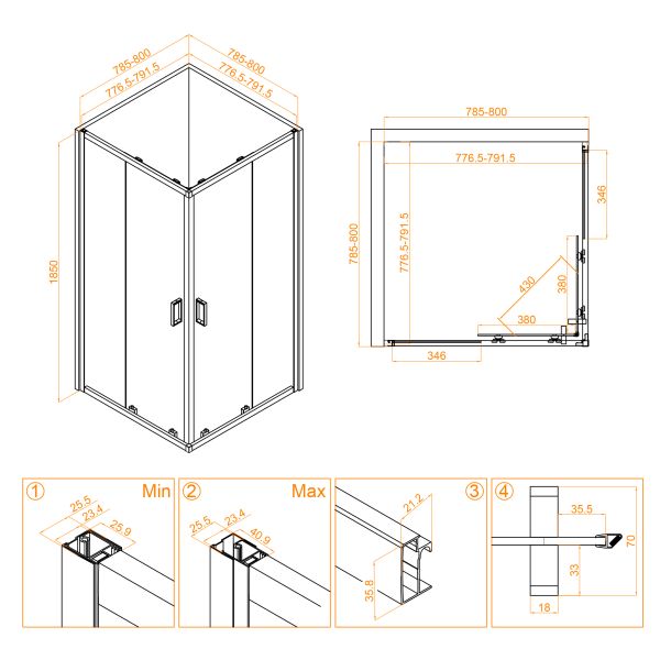 Душевой уголок RGW CL-34 32093488-11 80x80см хром