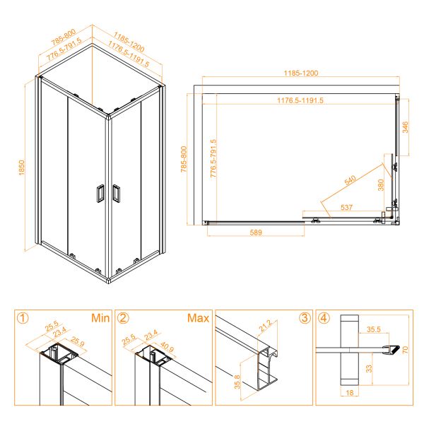 Душевой уголок RGW CL-44B 32094482-14 80x120см чёрный