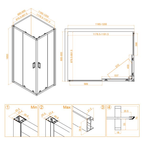 Душевой уголок RGW CL-44B 32094492-14 90x120см чёрный