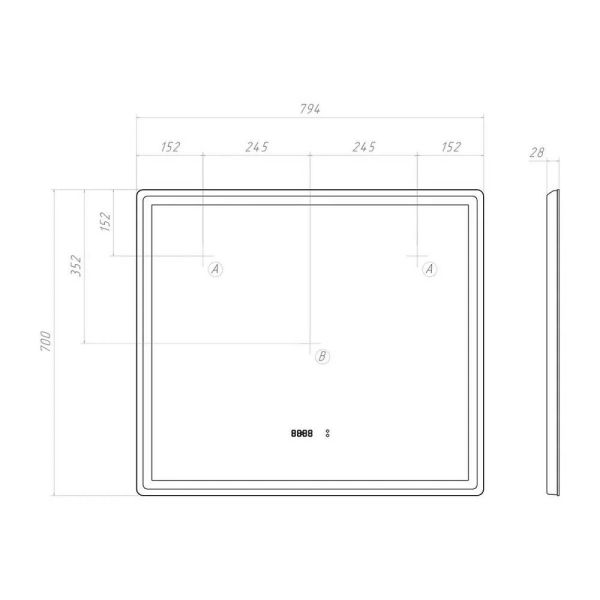Зеркало с подсветкой Vigo Geometry Luxe 210 80 см