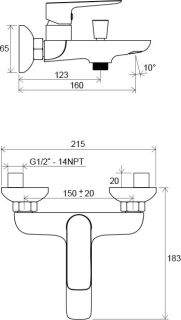 Смеситель Ravak Classic-CL 022.00/150 X070083 для ванны Смеситель Ravak Classic-CL 022.00/150 X070083 для ванны