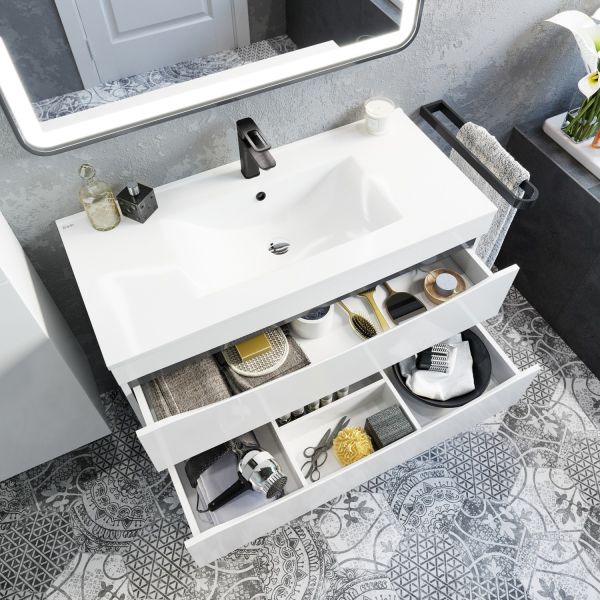 Тумба с раковиной IDDIS Cloud подвесная 100см белый CLO10W1i95K