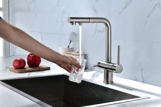 Смеситель для кухни Paulmark Serpentine Se213222-NI никель Смеситель для кухни Paulmark Serpentine Se213222-NI никель