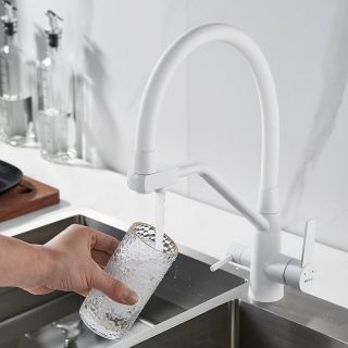 Смеситель для кухни Shevanik S968C с подключением фильтра белый Смеситель для кухни Shevanik S968C с подключением фильтра белый