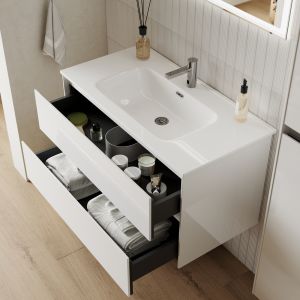 Подвесная тумба под раковину Sancos Cento CN80W 80см белый глянец