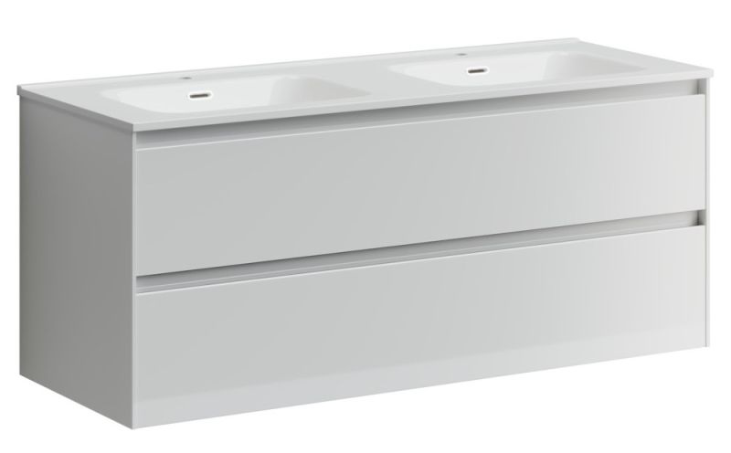 Подвесная тумба под двойную раковину Sancos Cento CN120-2W 120см белый глянец Подвесная тумба под двойную раковину Sancos Cento CN120-2W 120см белый глянец