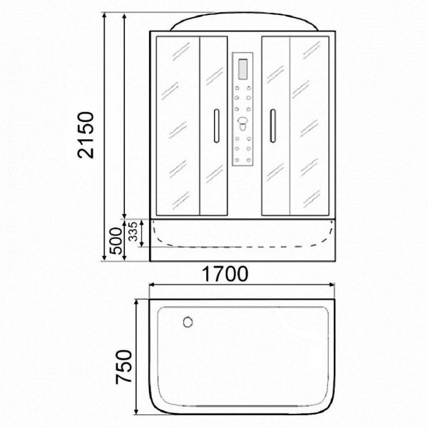 Душевая кабина Parly BNE170FR 170x75 см белый