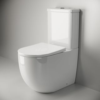 CN1801-B Напольная пристенная чаша унитаза MIA Rimless с сиденьем-крышкой с микролифтом CN1801-B Напольная пристенная чаша унитаза MIA Rimless с сиденьем-крышкой с микролифтом